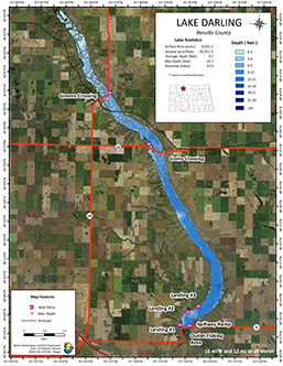 Lake Darling ND Contour Map