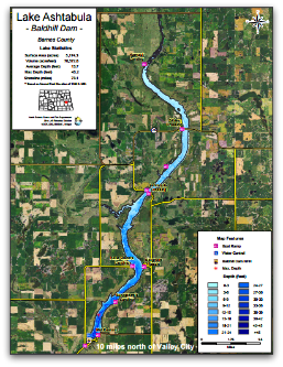 Lake Ashtabula ND Contour map