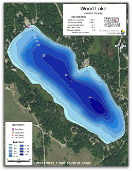 Wood Lake ND Contour map